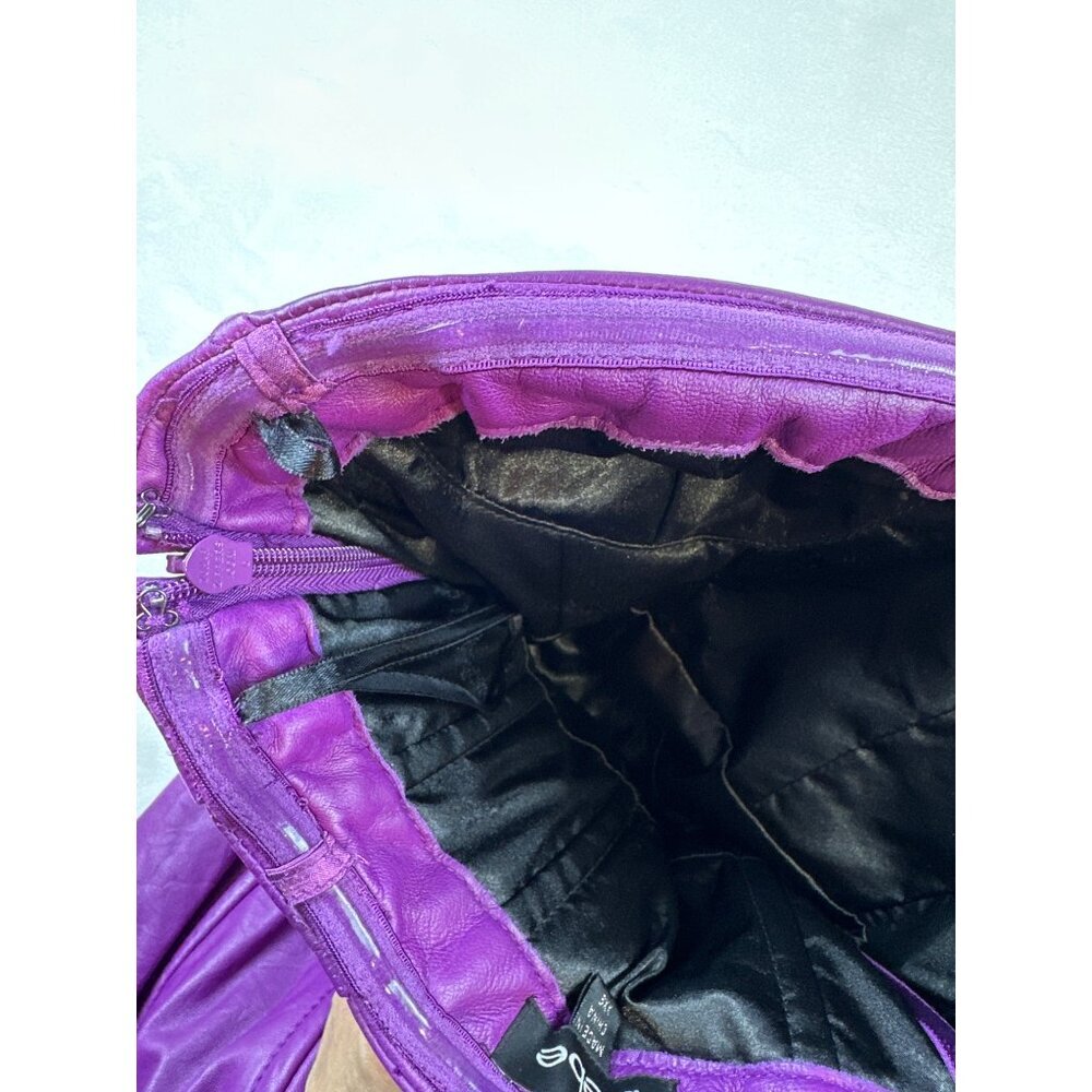 Bebe Purple Faux Leather Strapless High Low Dress Womens XXS NWT Y2K - Picture 11 of 15
